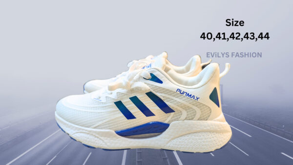 Men’s Sports Shoe" Best Quality" White & Blue - Image 2