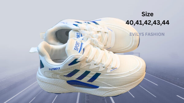 Men’s Sports Shoe" Best Quality" White & Blue - Image 4
