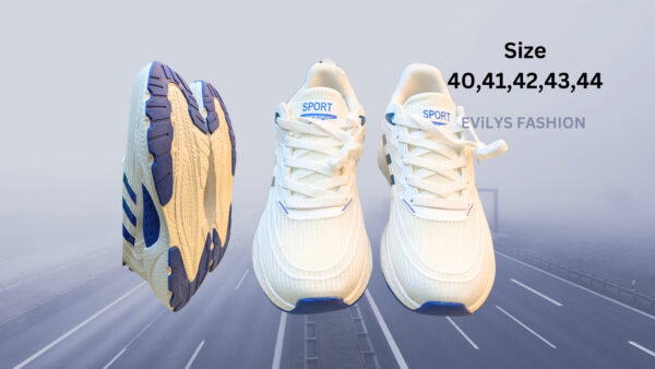 Men’s Sports Shoe" Best Quality" White & Blue - Image 3